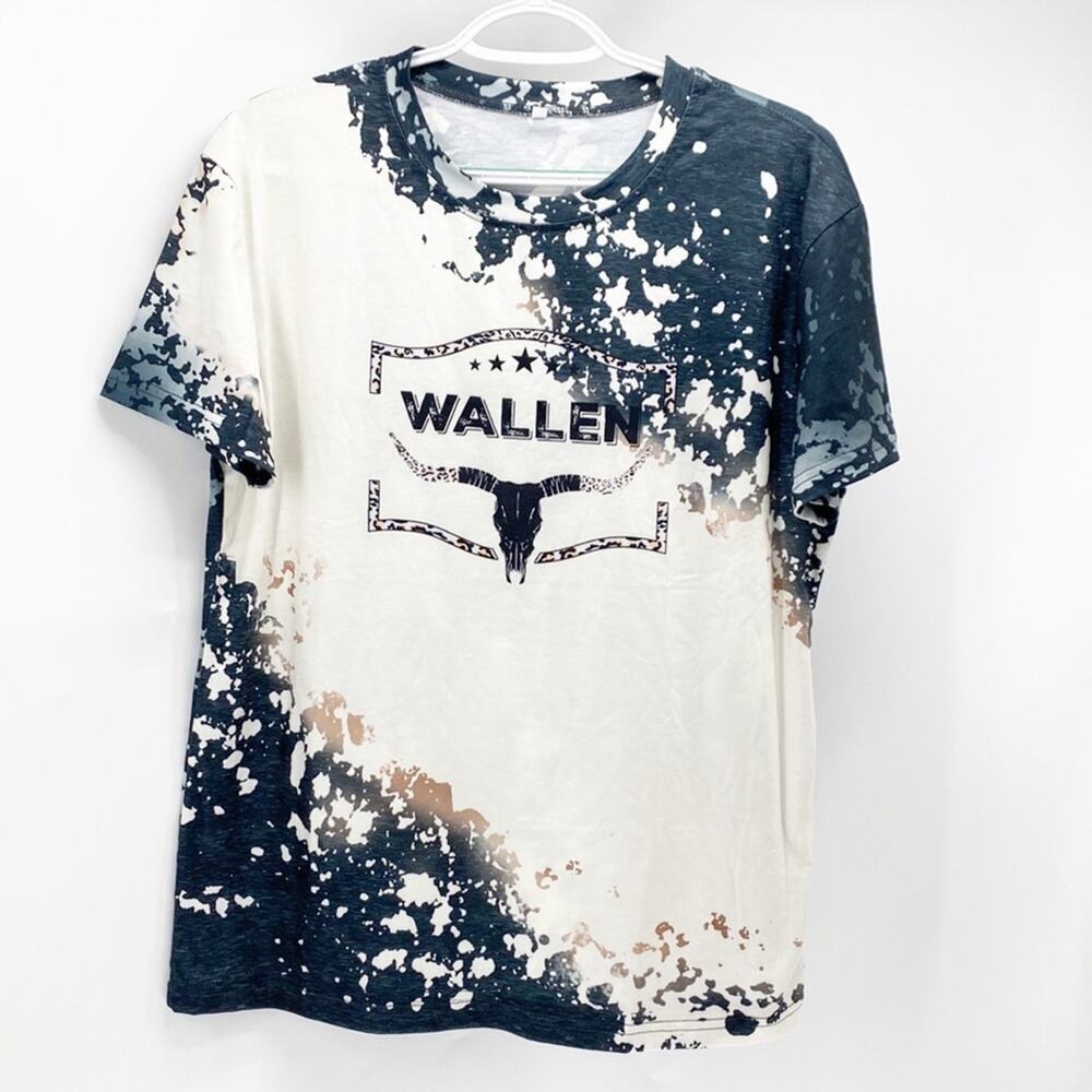 Wallen bleached T-shirt concert casual western country casual festival rodeo